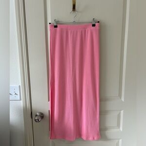 Pink Ribbed Knit Midi Skirt Size Small Petite